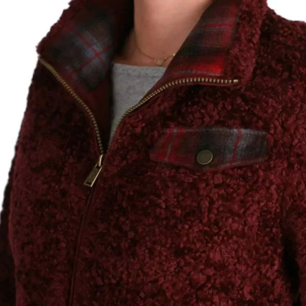 Pendleton Red Fuzzy Deep Pile Sherpa Jacket Medium - Picture 16 of 16